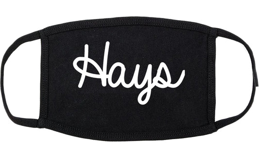 Hays Kansas KS Script Cotton Face Mask Black