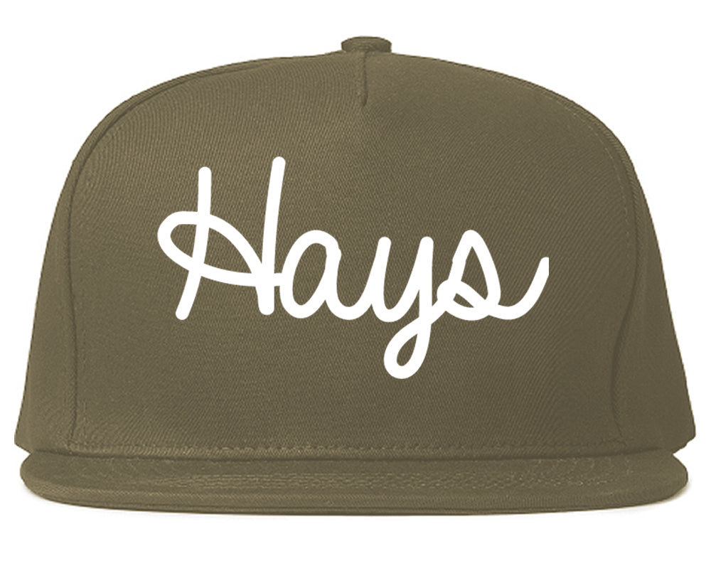 Hays Kansas KS Script Mens Snapback Hat Grey