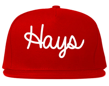 Hays Kansas KS Script Mens Snapback Hat Red