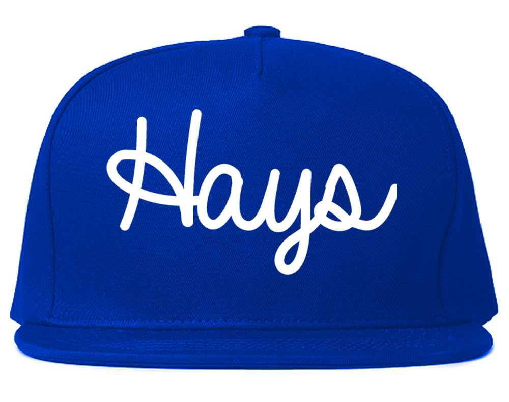 Hays Kansas KS Script Mens Snapback Hat Royal Blue