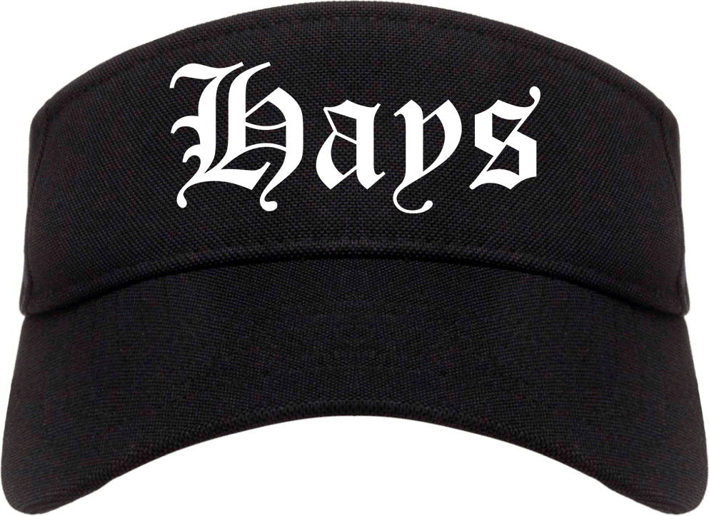 Hays Kansas KS Old English Mens Visor Cap Hat Black