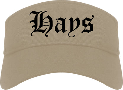 Hays Kansas KS Old English Mens Visor Cap Hat Khaki
