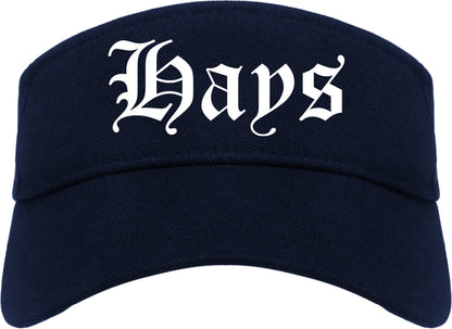 Hays Kansas KS Old English Mens Visor Cap Hat Navy Blue