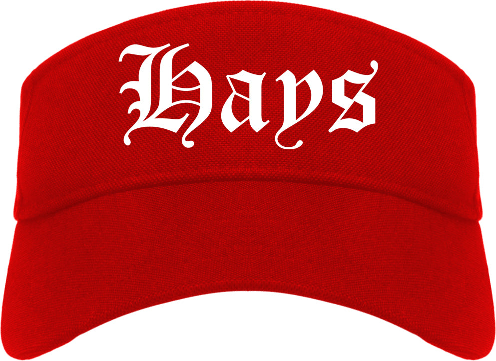 Hays Kansas KS Old English Mens Visor Cap Hat Red