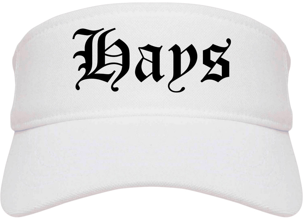 Hays Kansas KS Old English Mens Visor Cap Hat White