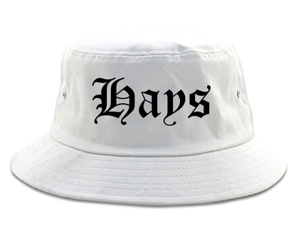 Hays Kansas KS Old English Mens Bucket Hat White