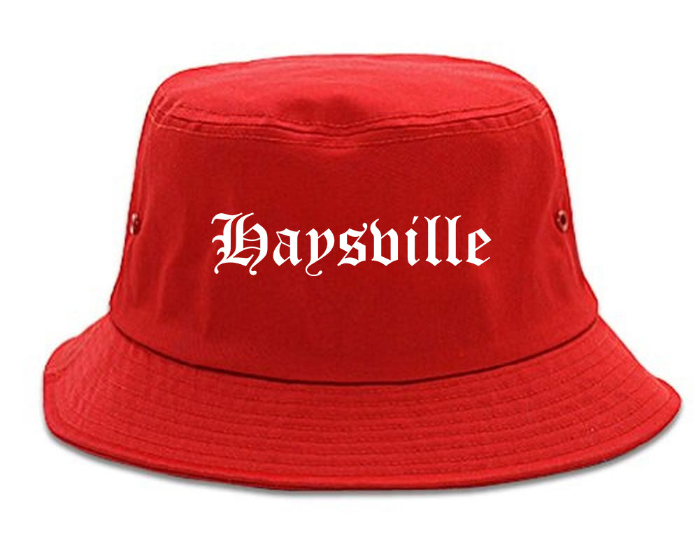 Haysville Kansas KS Old English Mens Bucket Hat Red