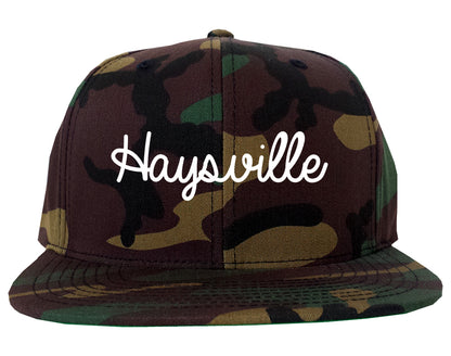 Haysville Kansas KS Script Mens Snapback Hat Army Camo