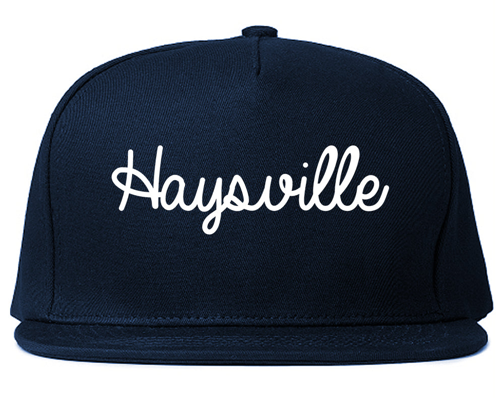 Haysville Kansas KS Script Mens Snapback Hat Navy Blue