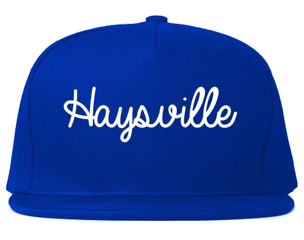 Haysville Kansas KS Script Mens Snapback Hat Royal Blue