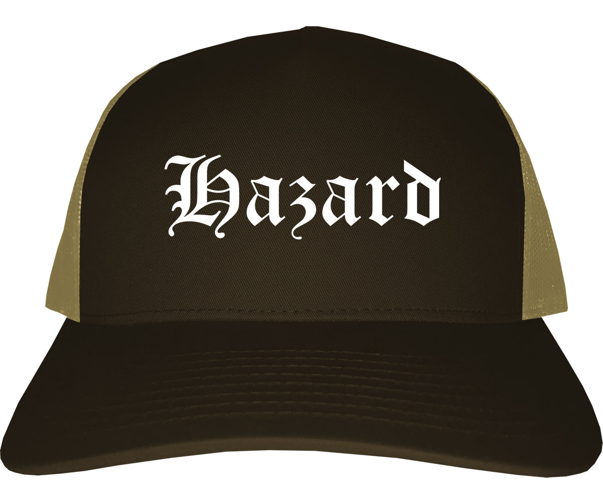 Hazard Kentucky KY Old English Mens Trucker Hat Cap Brown