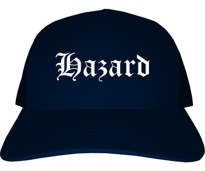 Hazard Kentucky KY Old English Mens Trucker Hat Cap Navy Blue