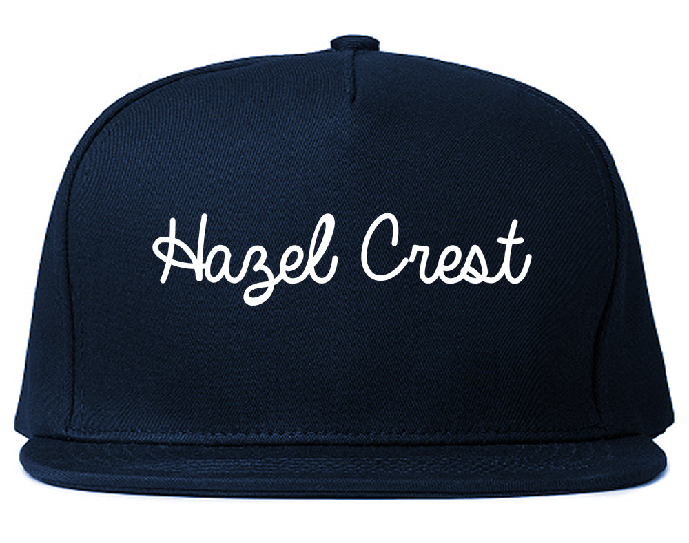 Hazel Crest Illinois IL Script Mens Snapback Hat Navy Blue