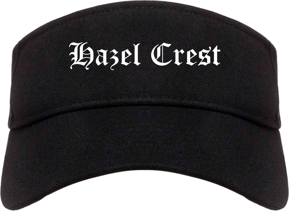 Hazel Crest Illinois IL Old English Mens Visor Cap Hat Black