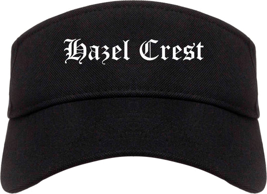 Hazel Crest Illinois IL Old English Mens Visor Cap Hat Black