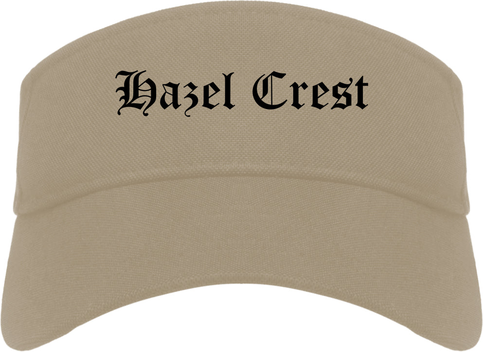 Hazel Crest Illinois IL Old English Mens Visor Cap Hat Khaki