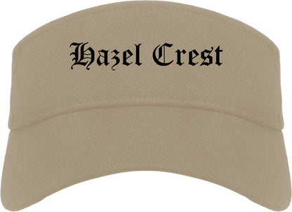 Hazel Crest Illinois IL Old English Mens Visor Cap Hat Khaki