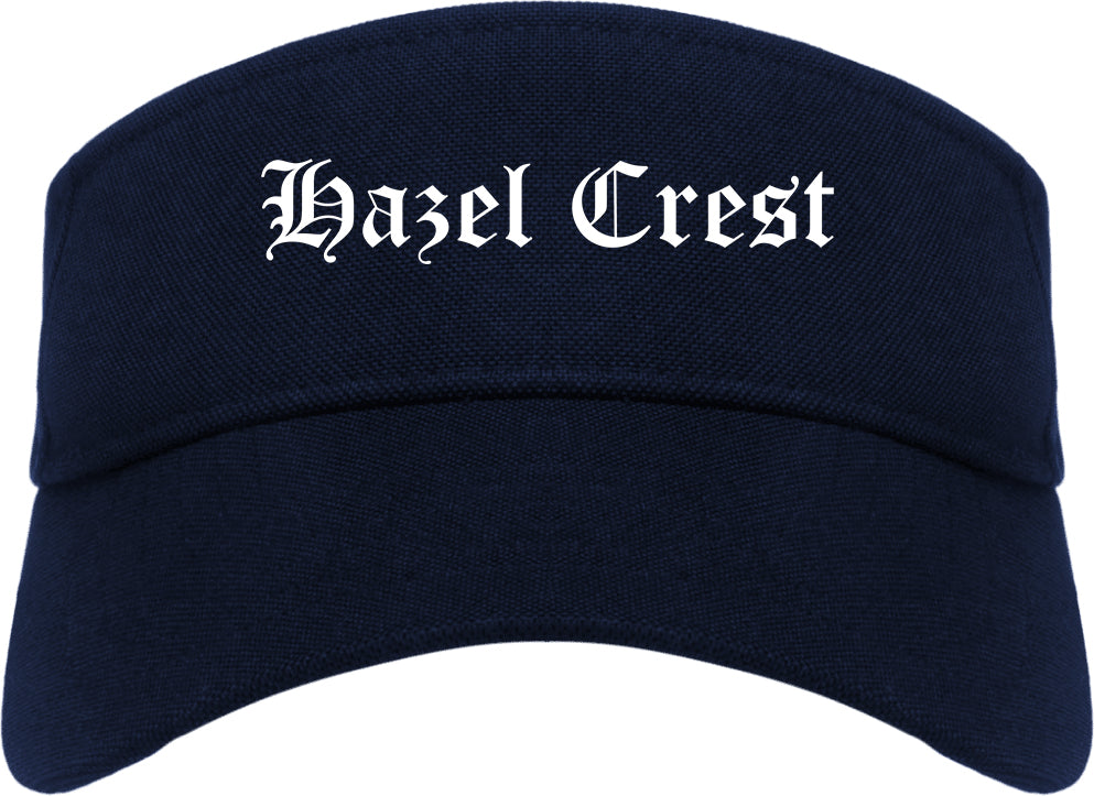 Hazel Crest Illinois IL Old English Mens Visor Cap Hat Navy Blue