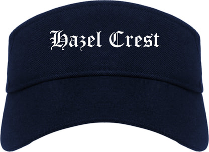 Hazel Crest Illinois IL Old English Mens Visor Cap Hat Navy Blue