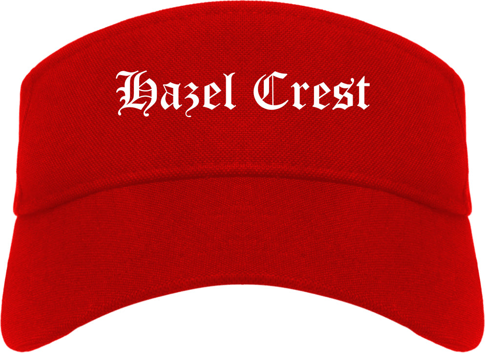 Hazel Crest Illinois IL Old English Mens Visor Cap Hat Red
