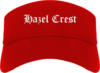 Hazel Crest Illinois IL Old English Mens Visor Cap Hat Red