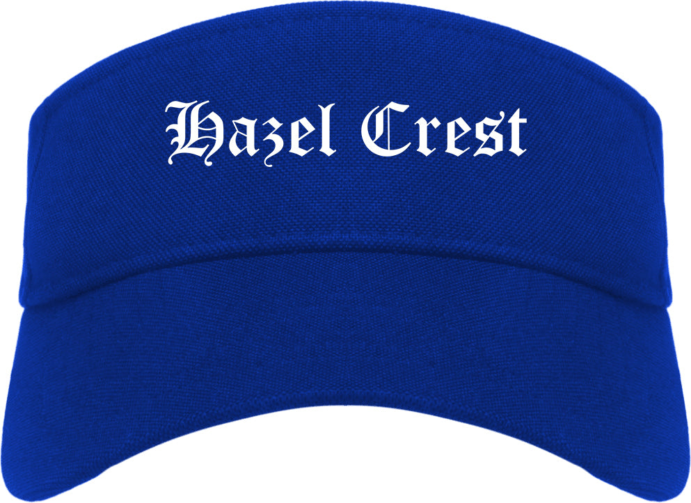 Hazel Crest Illinois IL Old English Mens Visor Cap Hat Royal Blue