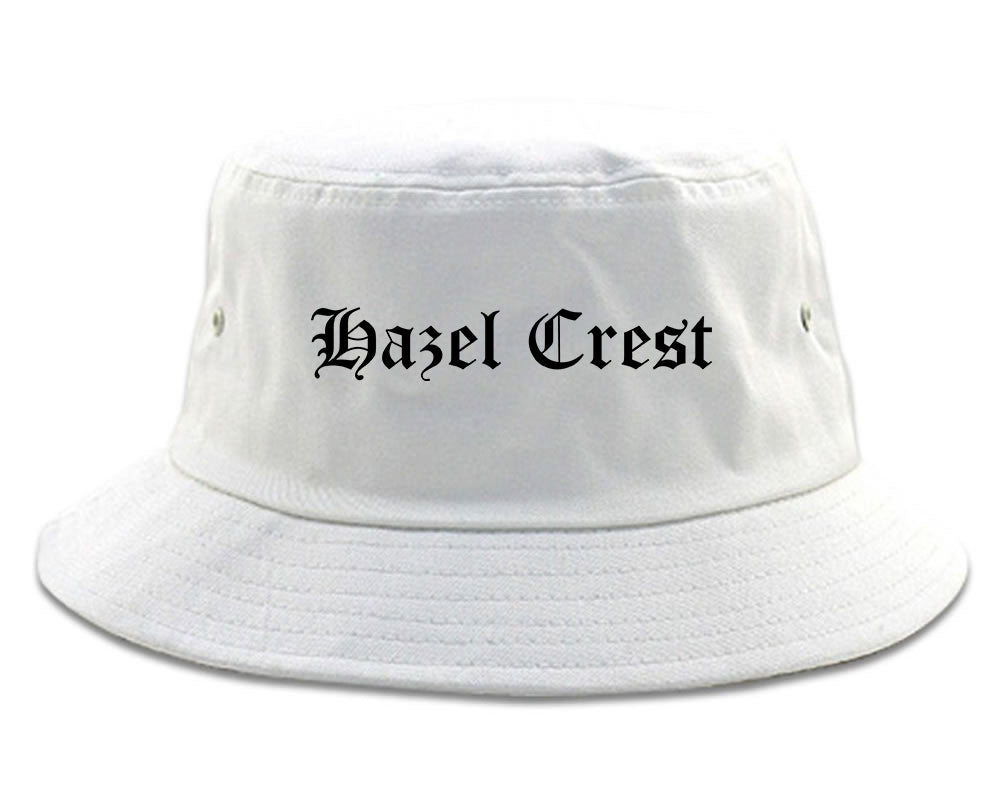 Hazel Crest Illinois IL Old English Mens Bucket Hat White