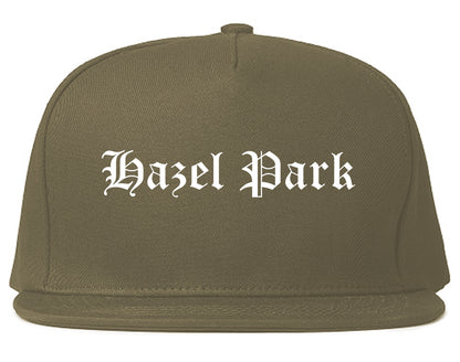 Hazel Park Michigan MI Old English Mens Snapback Hat Grey