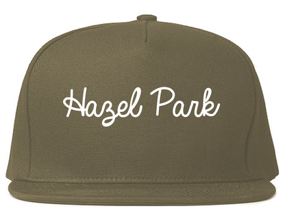 Hazel Park Michigan MI Script Mens Snapback Hat Grey