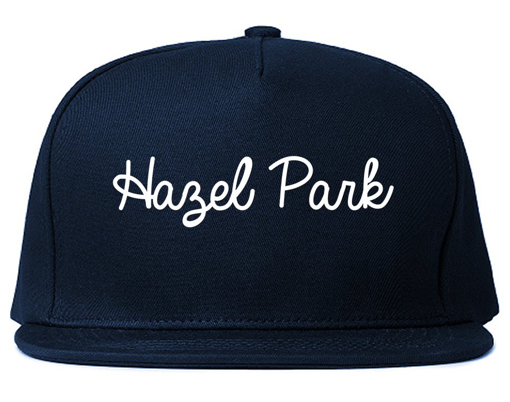 Hazel Park Michigan MI Script Mens Snapback Hat Navy Blue
