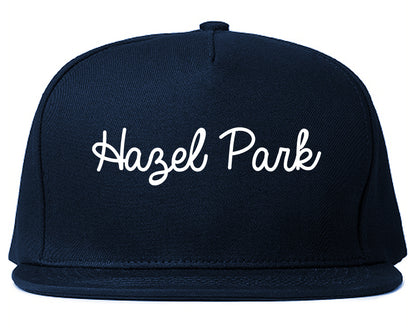 Hazel Park Michigan MI Script Mens Snapback Hat Navy Blue
