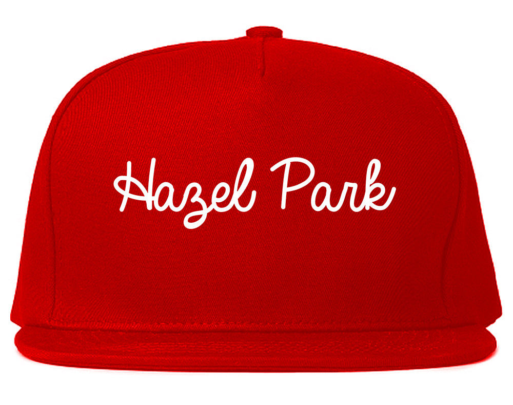 Hazel Park Michigan MI Script Mens Snapback Hat Red