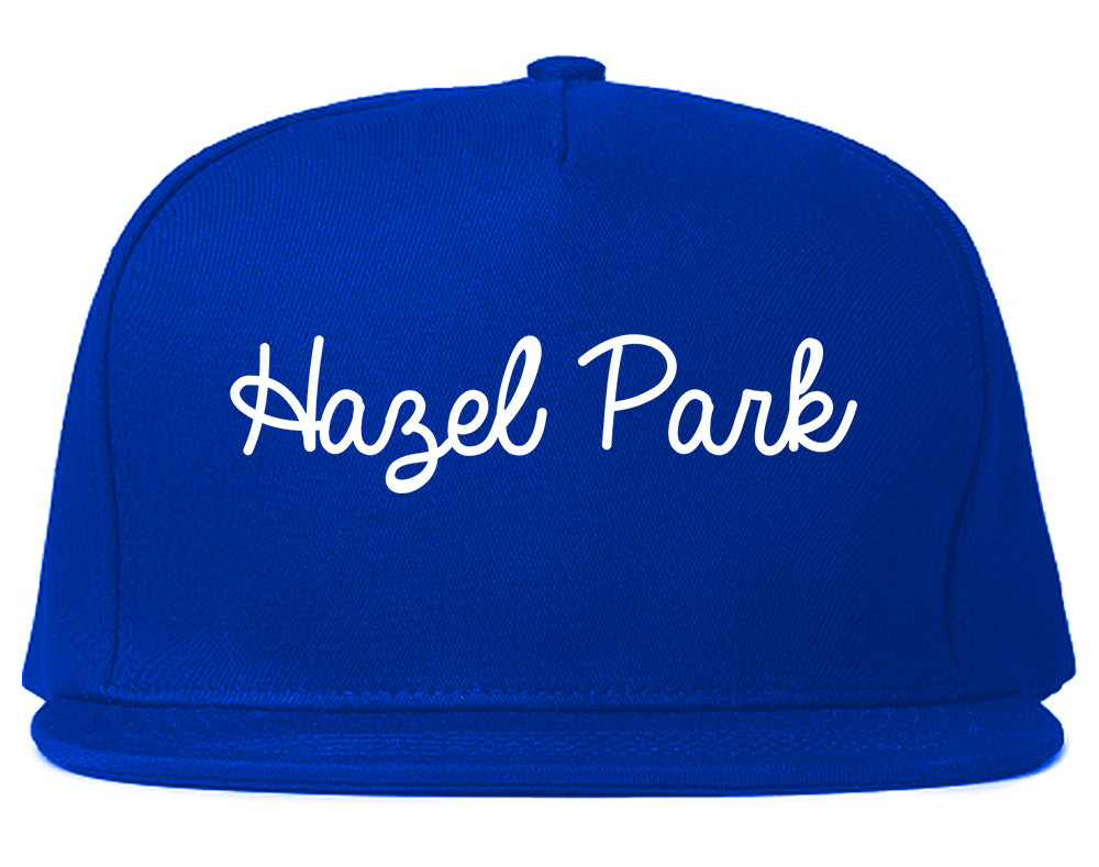 Hazel Park Michigan MI Script Mens Snapback Hat Royal Blue