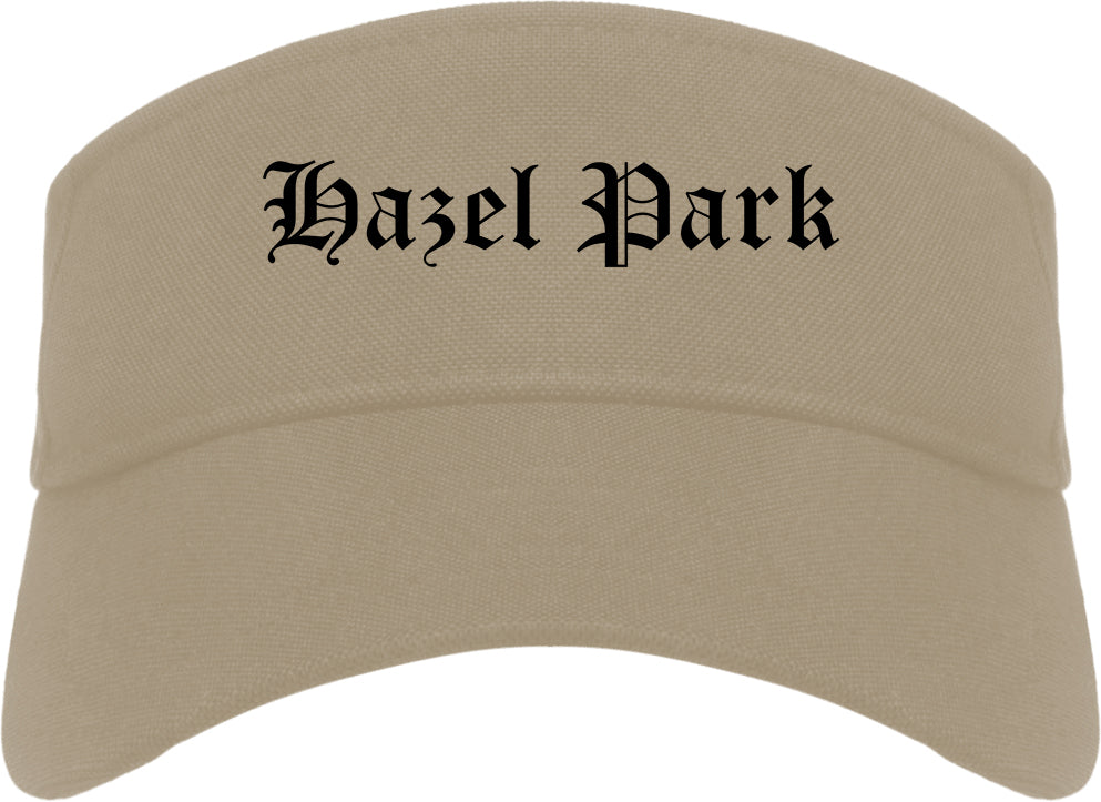 Hazel Park Michigan MI Old English Mens Visor Cap Hat Khaki