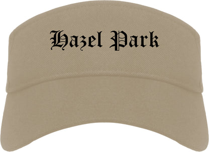 Hazel Park Michigan MI Old English Mens Visor Cap Hat Khaki