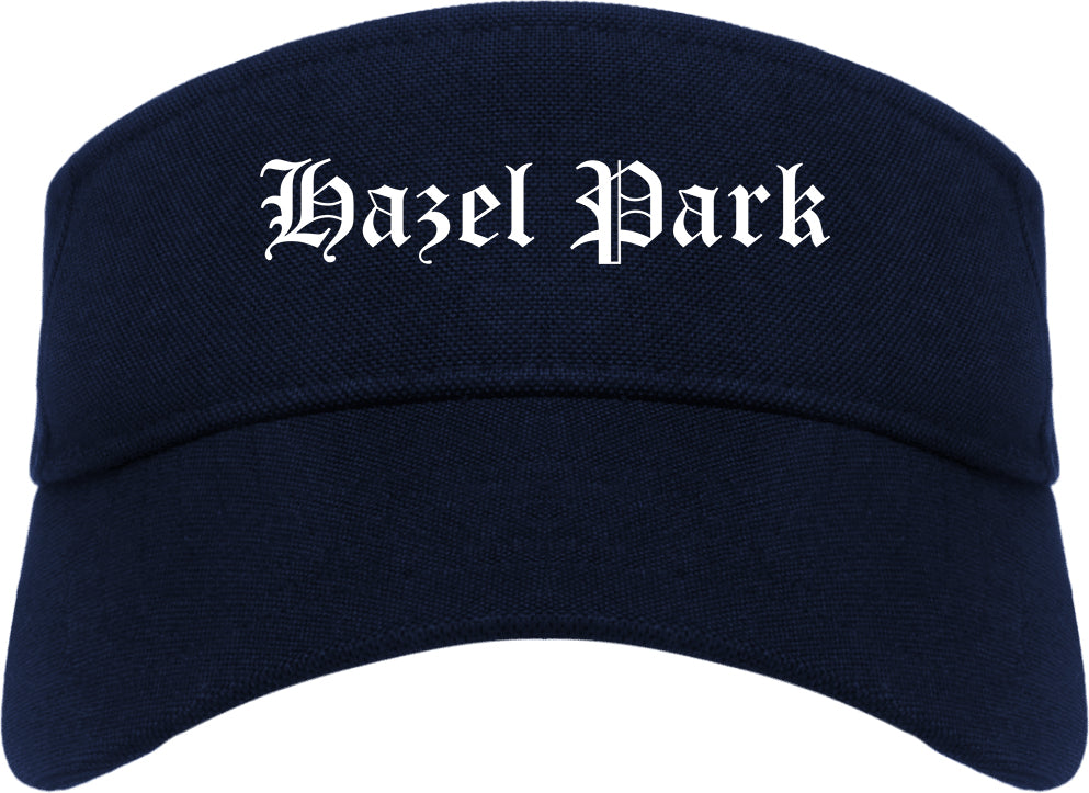 Hazel Park Michigan MI Old English Mens Visor Cap Hat Navy Blue