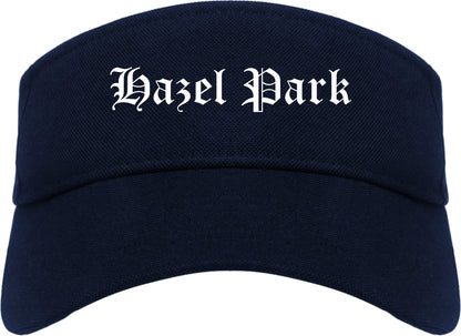 Hazel Park Michigan MI Old English Mens Visor Cap Hat Navy Blue