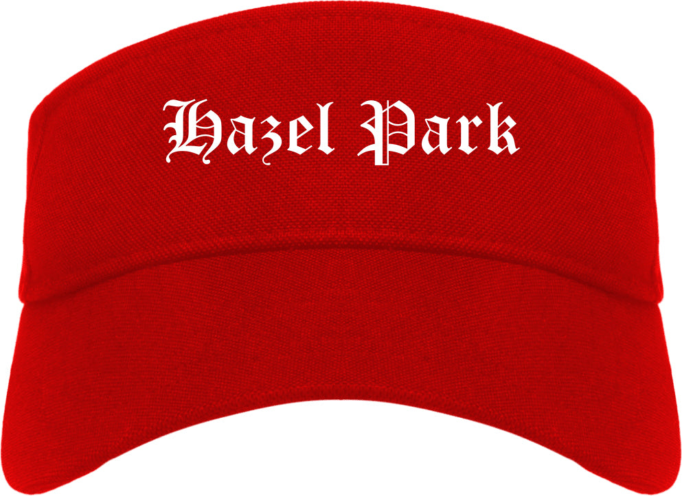 Hazel Park Michigan MI Old English Mens Visor Cap Hat Red