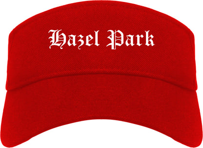 Hazel Park Michigan MI Old English Mens Visor Cap Hat Red