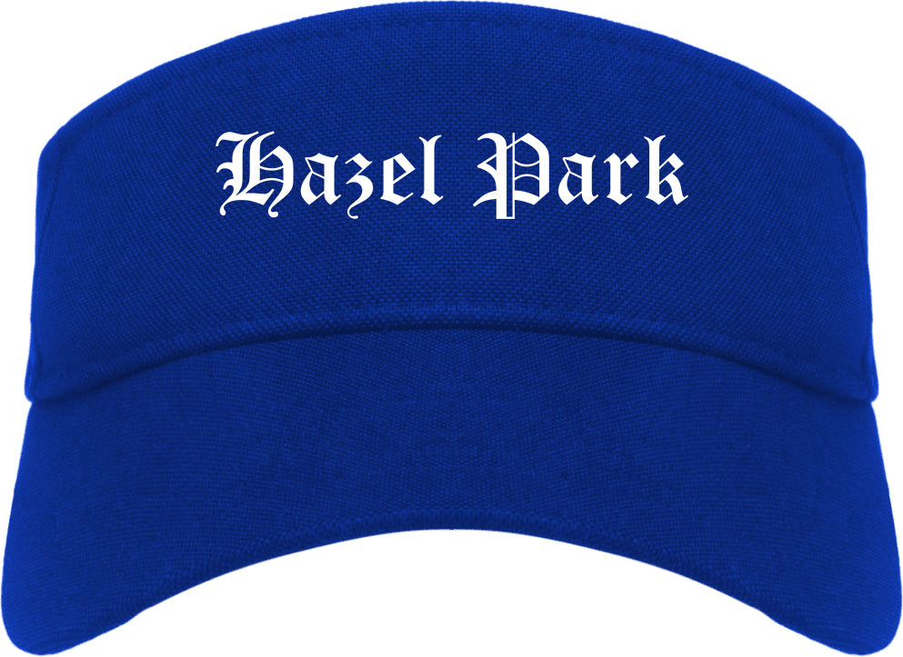 Hazel Park Michigan MI Old English Mens Visor Cap Hat Royal Blue