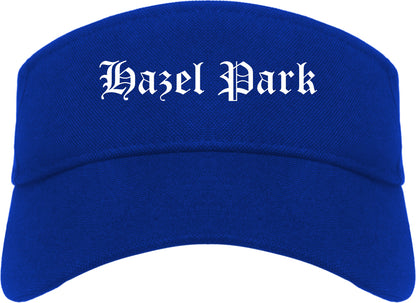 Hazel Park Michigan MI Old English Mens Visor Cap Hat Royal Blue