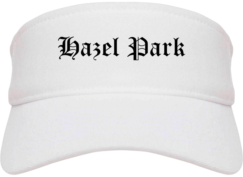 Hazel Park Michigan MI Old English Mens Visor Cap Hat White