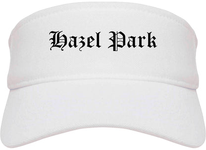 Hazel Park Michigan MI Old English Mens Visor Cap Hat White