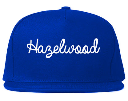 Hazelwood Missouri MO Script Mens Snapback Hat Royal Blue