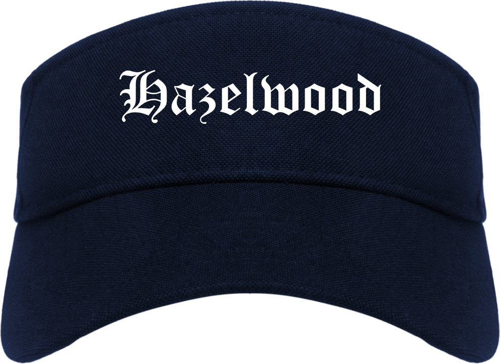 Hazelwood Missouri MO Old English Mens Visor Cap Hat Navy Blue