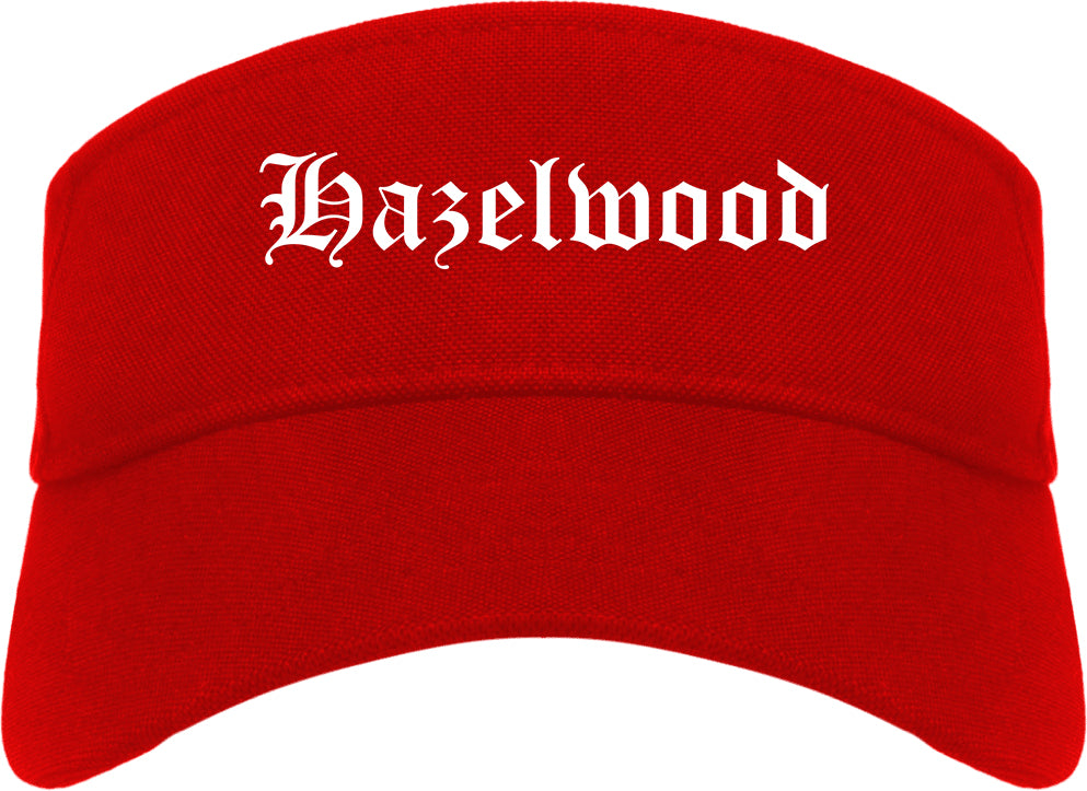 Hazelwood Missouri MO Old English Mens Visor Cap Hat Red