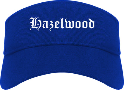 Hazelwood Missouri MO Old English Mens Visor Cap Hat Royal Blue