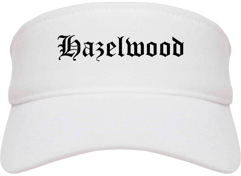 Hazelwood Missouri MO Old English Mens Visor Cap Hat White