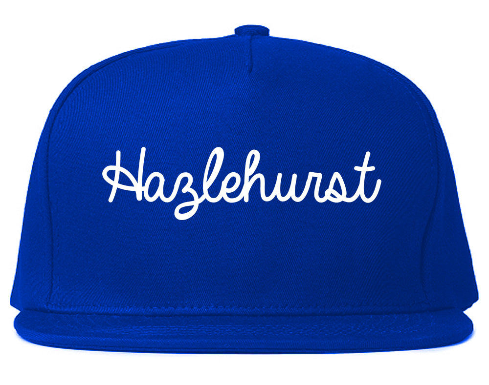 Hazlehurst Mississippi MS Script Mens Snapback Hat Royal Blue
