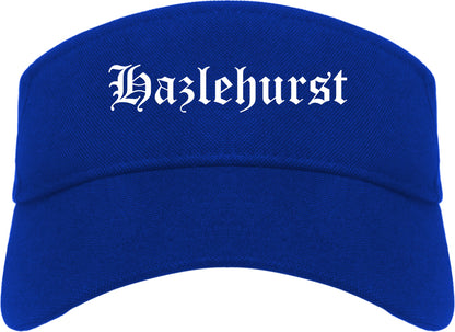 Hazlehurst Mississippi MS Old English Mens Visor Cap Hat Royal Blue